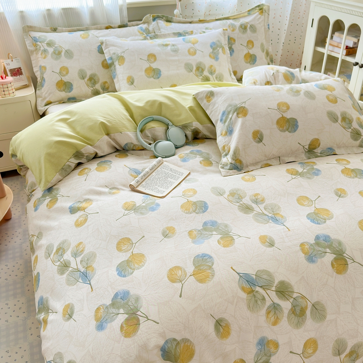 91家纺网 家纺一手货源 找家纺 典雅家纺 2026新款12868全棉纯棉印花四件套 秋飘铃