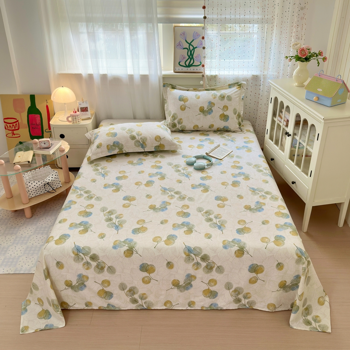 91家纺网 家纺一手货源 找家纺 典雅家纺 2026新款12868全棉纯棉印花四件套 秋飘铃