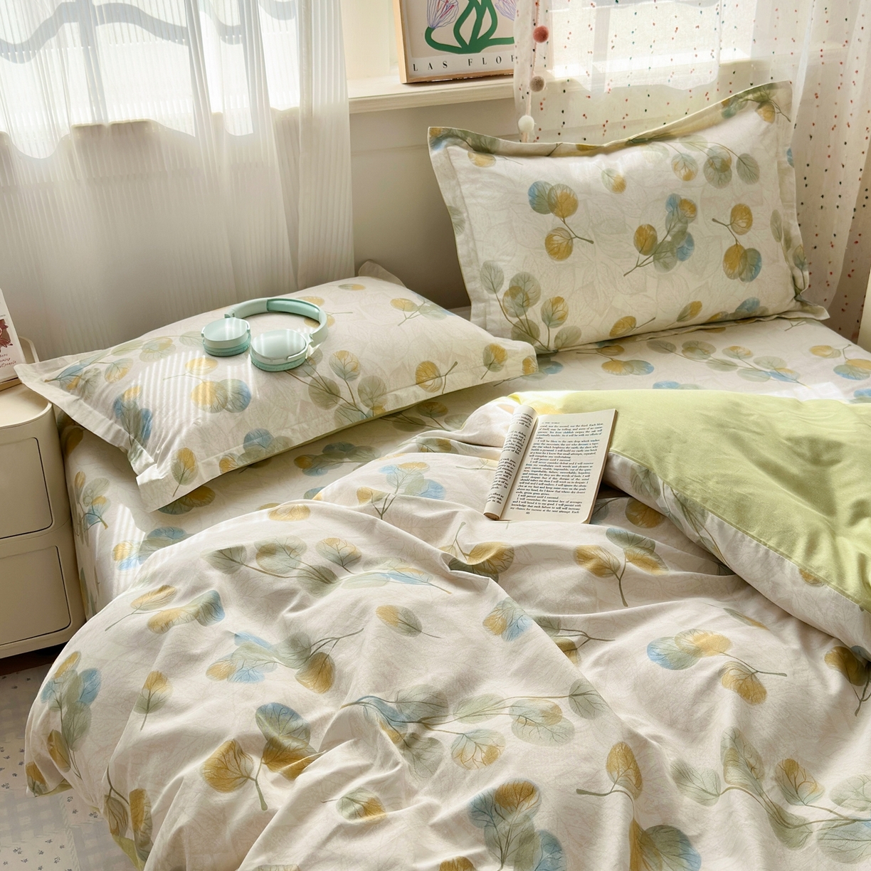 91家纺网 家纺一手货源 找家纺 典雅家纺 2026新款12868全棉纯棉印花四件套 秋飘铃