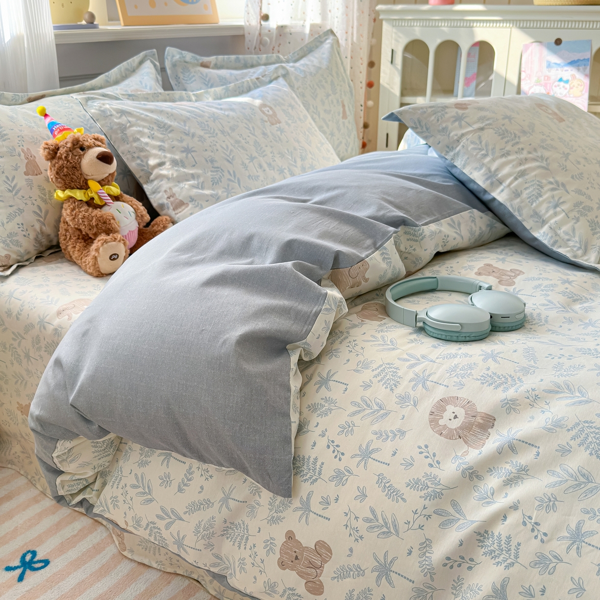 91家纺网 家纺一手货源 找家纺 典雅家纺 2026新款12868全棉纯棉印花四件套 森林小镇