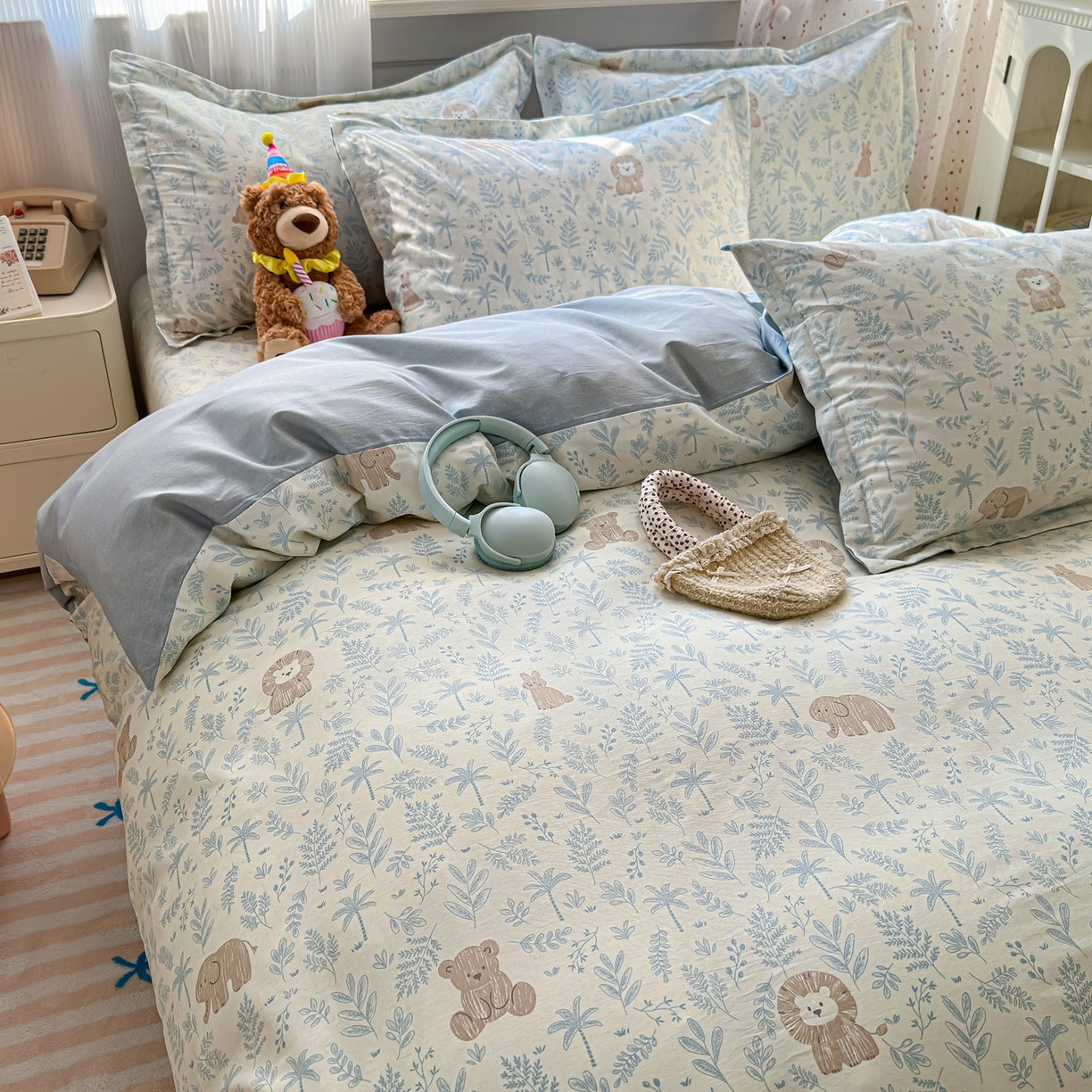 91家纺网 家纺一手货源 找家纺 典雅家纺 2026新款12868全棉纯棉印花四件套 森林小镇