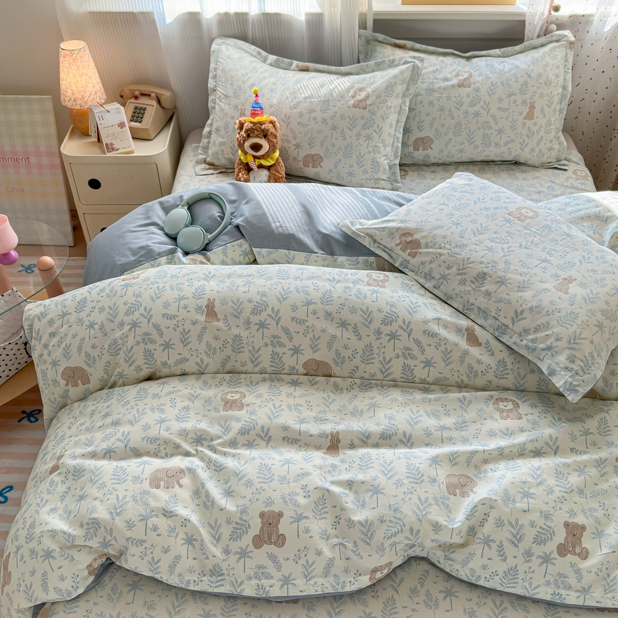 91家纺网 家纺一手货源 找家纺 典雅家纺 2026新款12868全棉纯棉印花四件套 森林小镇