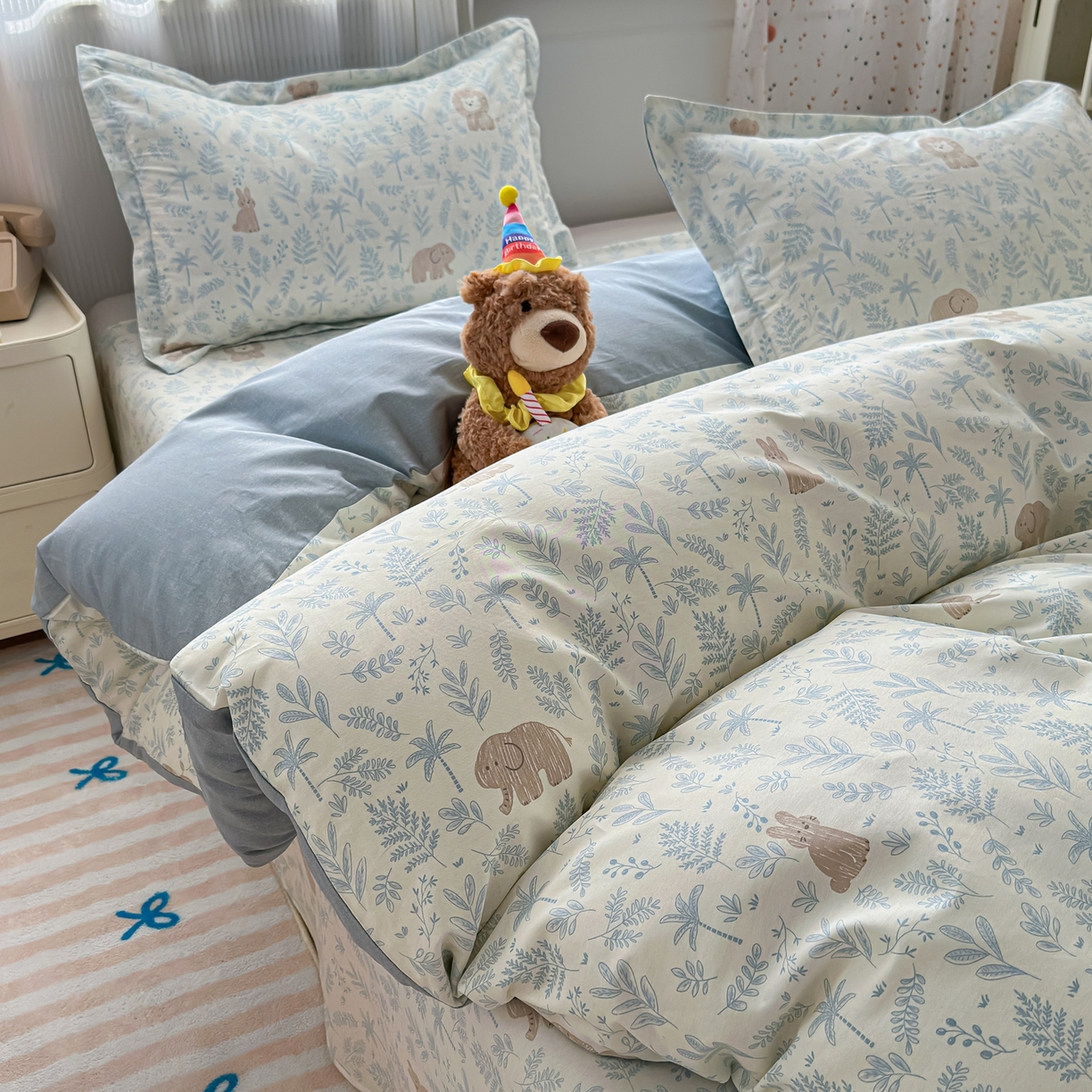 91家纺网 家纺一手货源 找家纺 典雅家纺 2026新款12868全棉纯棉印花四件套 森林小镇