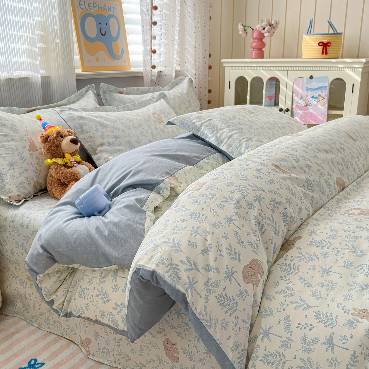 91家纺网 家纺一手货源 找家纺 典雅家纺 2026新款12868全棉纯棉印花四件套 森林小镇