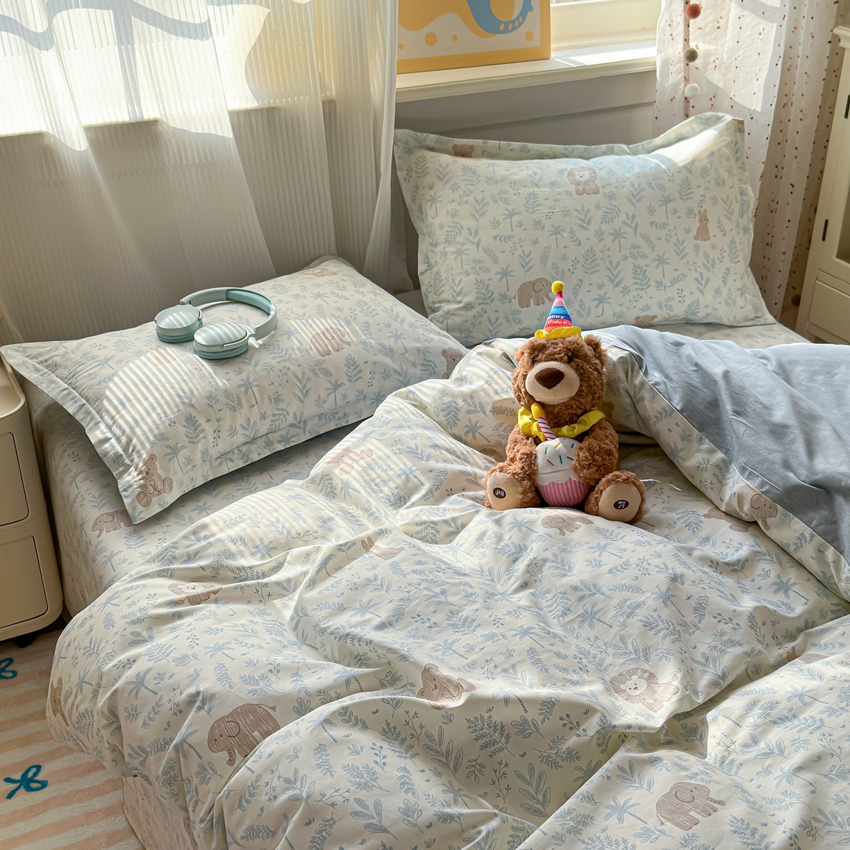 91家纺网 家纺一手货源 找家纺 典雅家纺 2026新款12868全棉纯棉印花四件套 森林小镇