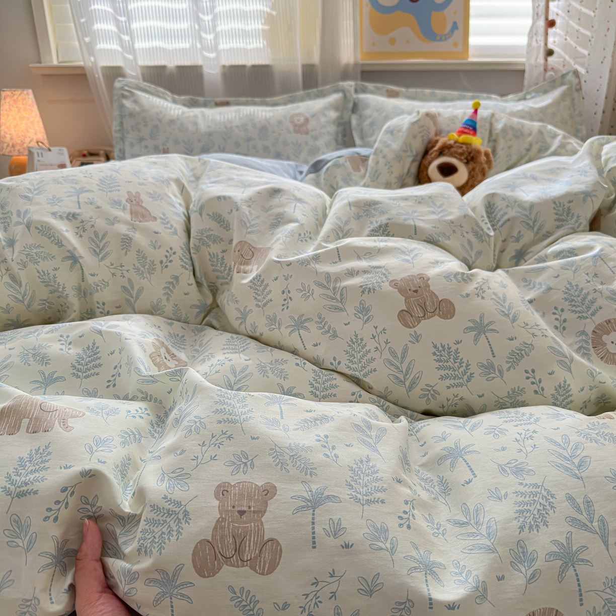 91家纺网 家纺一手货源 找家纺 典雅家纺 2026新款12868全棉纯棉印花四件套 森林小镇