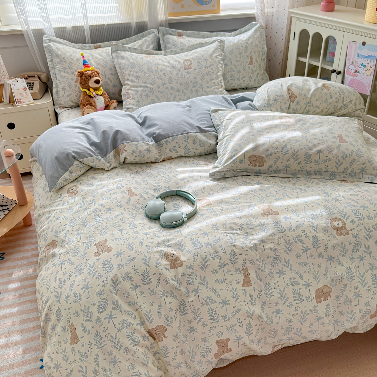 91家纺网 家纺一手货源 找家纺 典雅家纺 2026新款12868全棉纯棉印花四件套 森林小镇