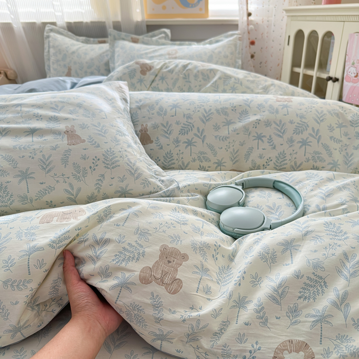 91家纺网 家纺一手货源 找家纺 典雅家纺 2026新款12868全棉纯棉印花四件套 森林小镇