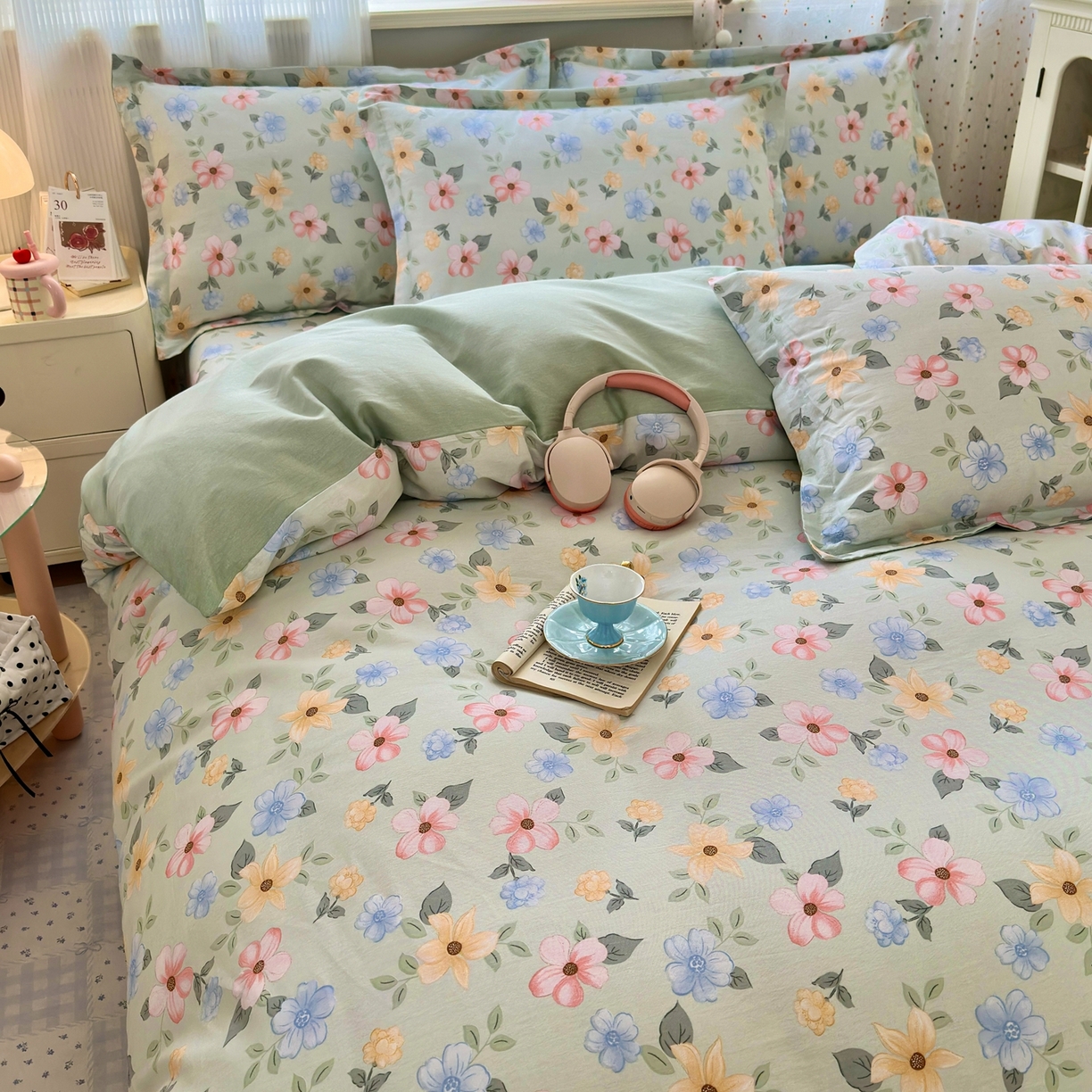 91家纺网 家纺一手货源 找家纺 典雅家纺 2026新款12868全棉纯棉印花四件套 小漫春曲