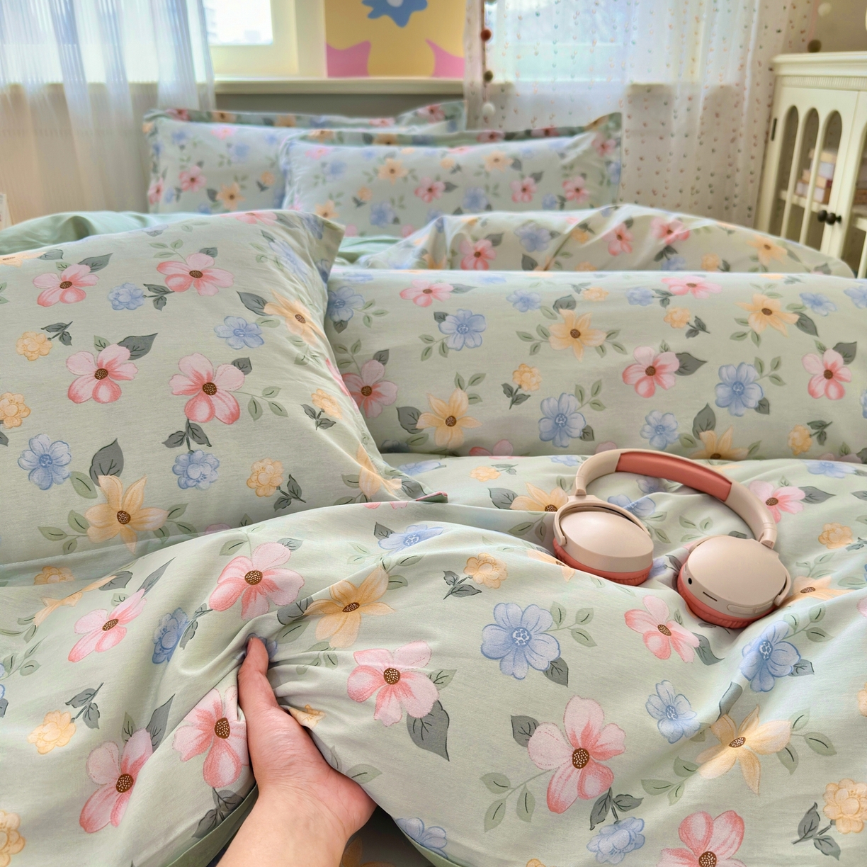 91家纺网 家纺一手货源 找家纺 典雅家纺 2026新款12868全棉纯棉印花四件套 小漫春曲