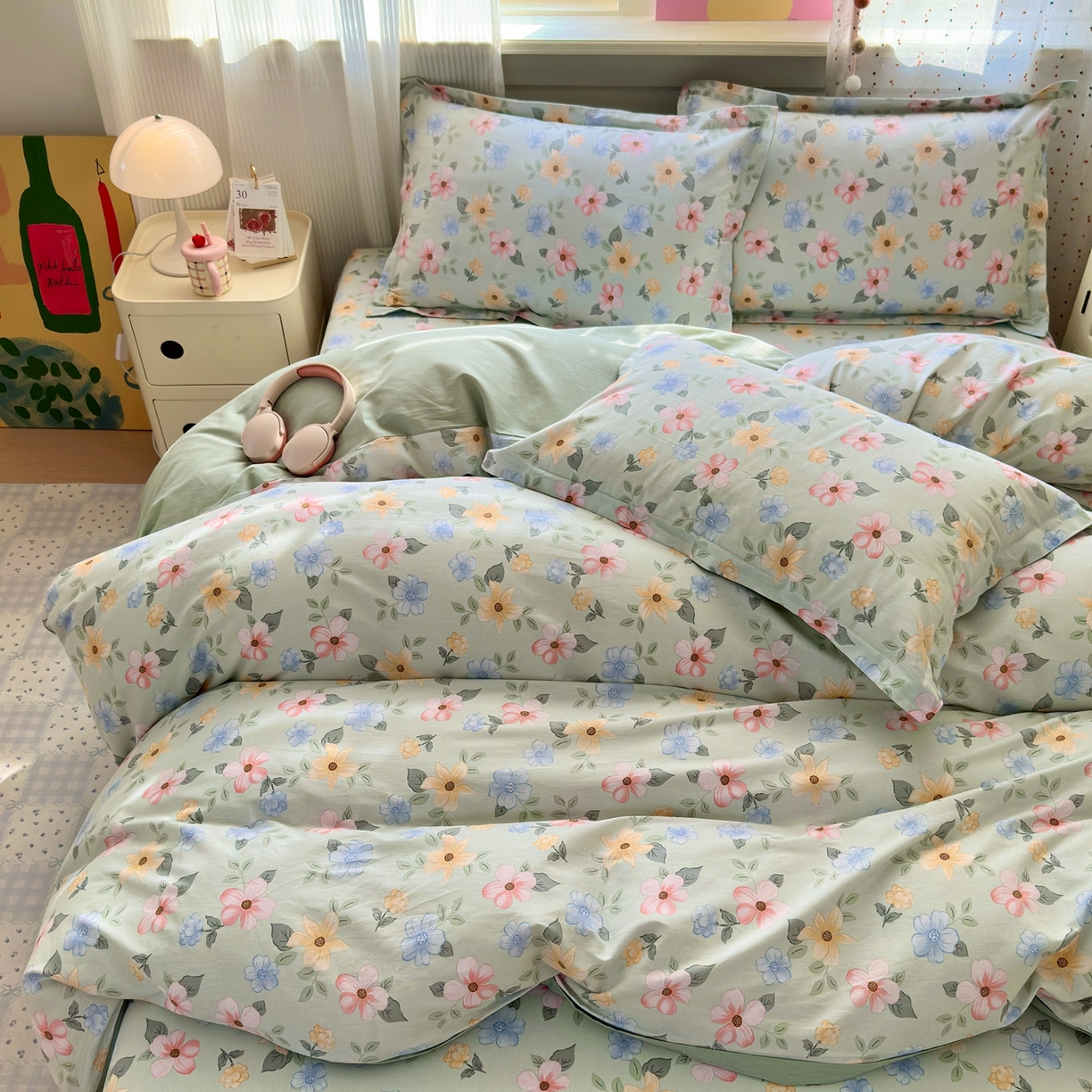 91家纺网 家纺一手货源 找家纺 典雅家纺 2026新款12868全棉纯棉印花四件套 小漫春曲