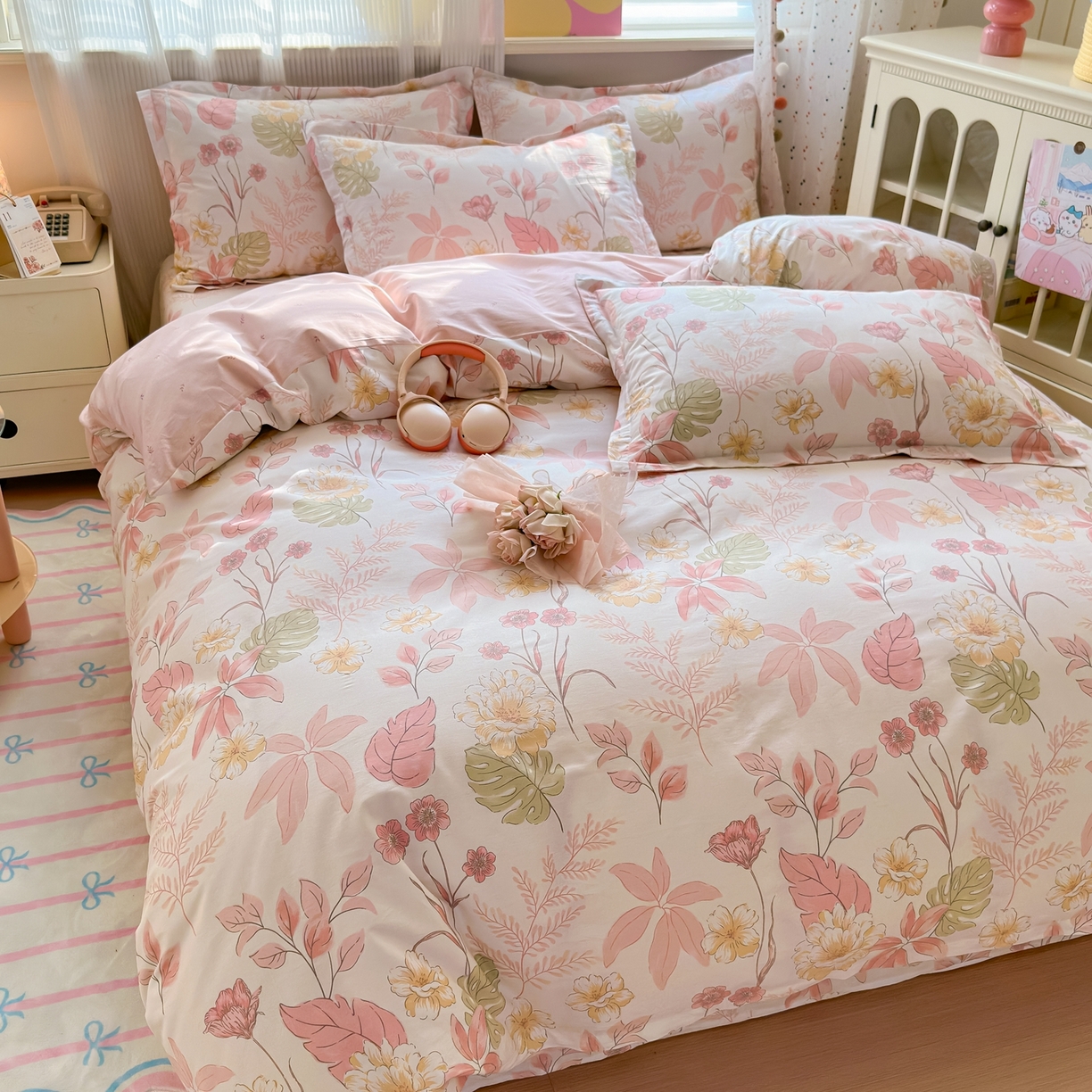 91家纺网 家纺一手货源 找家纺 典雅家纺 2026新款12868全棉纯棉印花四件套 叶柔