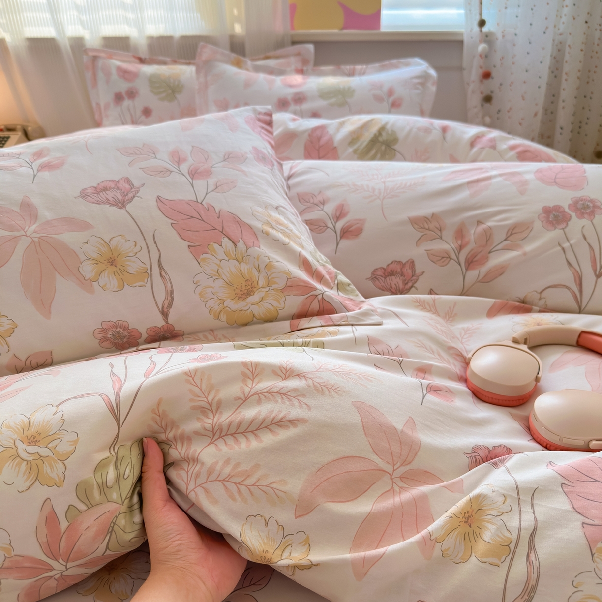 91家纺网 家纺一手货源 找家纺 典雅家纺 2026新款12868全棉纯棉印花四件套 叶柔