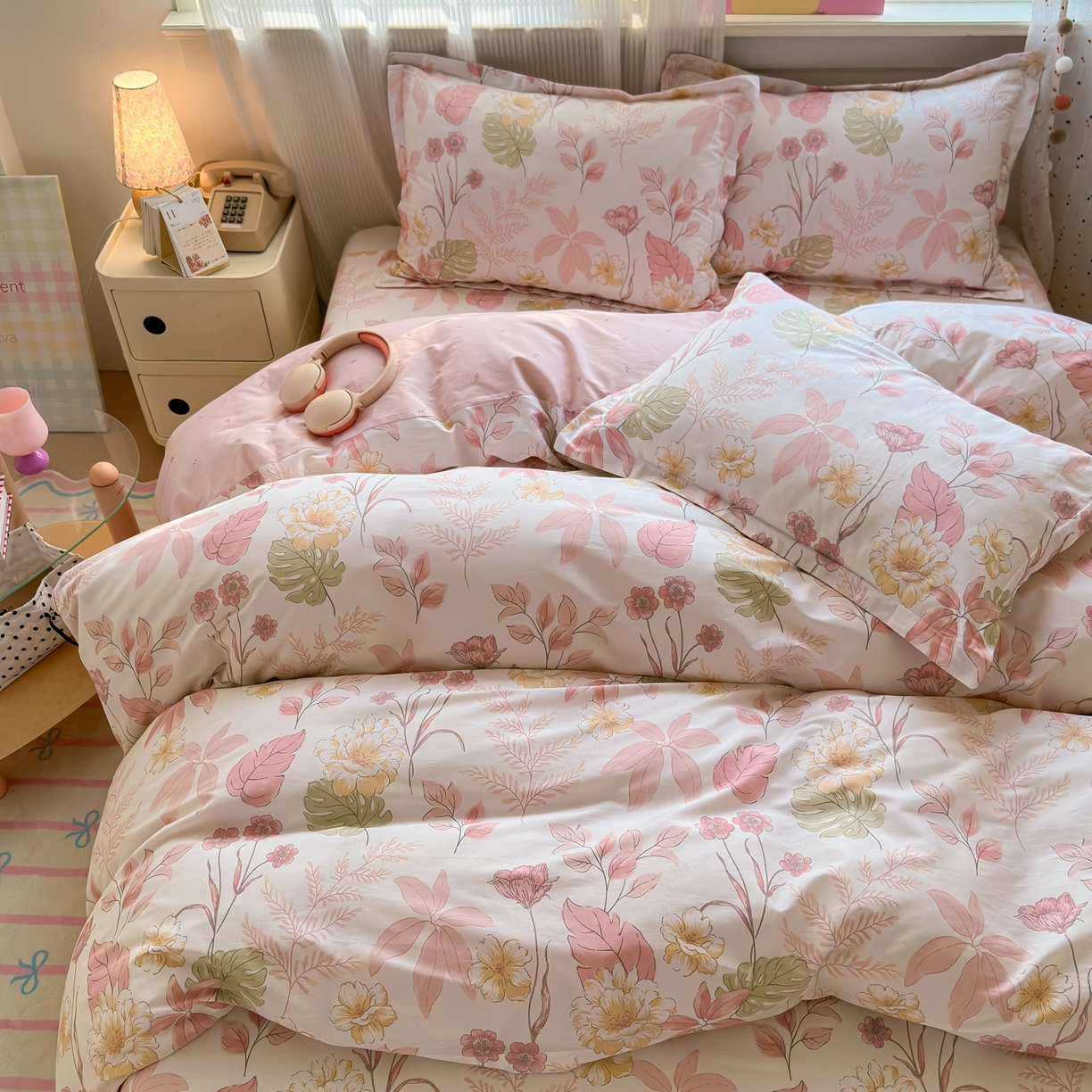 91家纺网 家纺一手货源 找家纺 典雅家纺 2026新款12868全棉纯棉印花四件套 叶柔