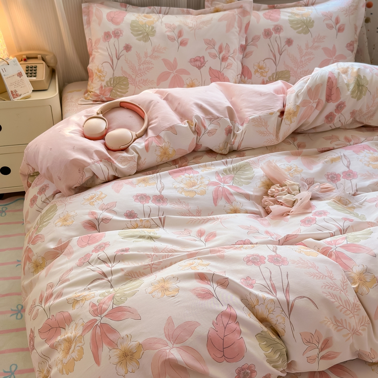 91家纺网 家纺一手货源 找家纺 典雅家纺 2026新款12868全棉纯棉印花四件套 叶柔