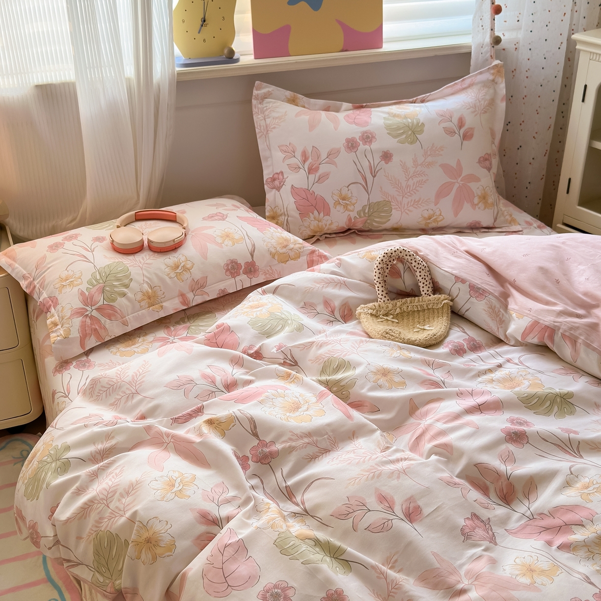 91家纺网 家纺一手货源 找家纺 典雅家纺 2026新款12868全棉纯棉印花四件套 叶柔