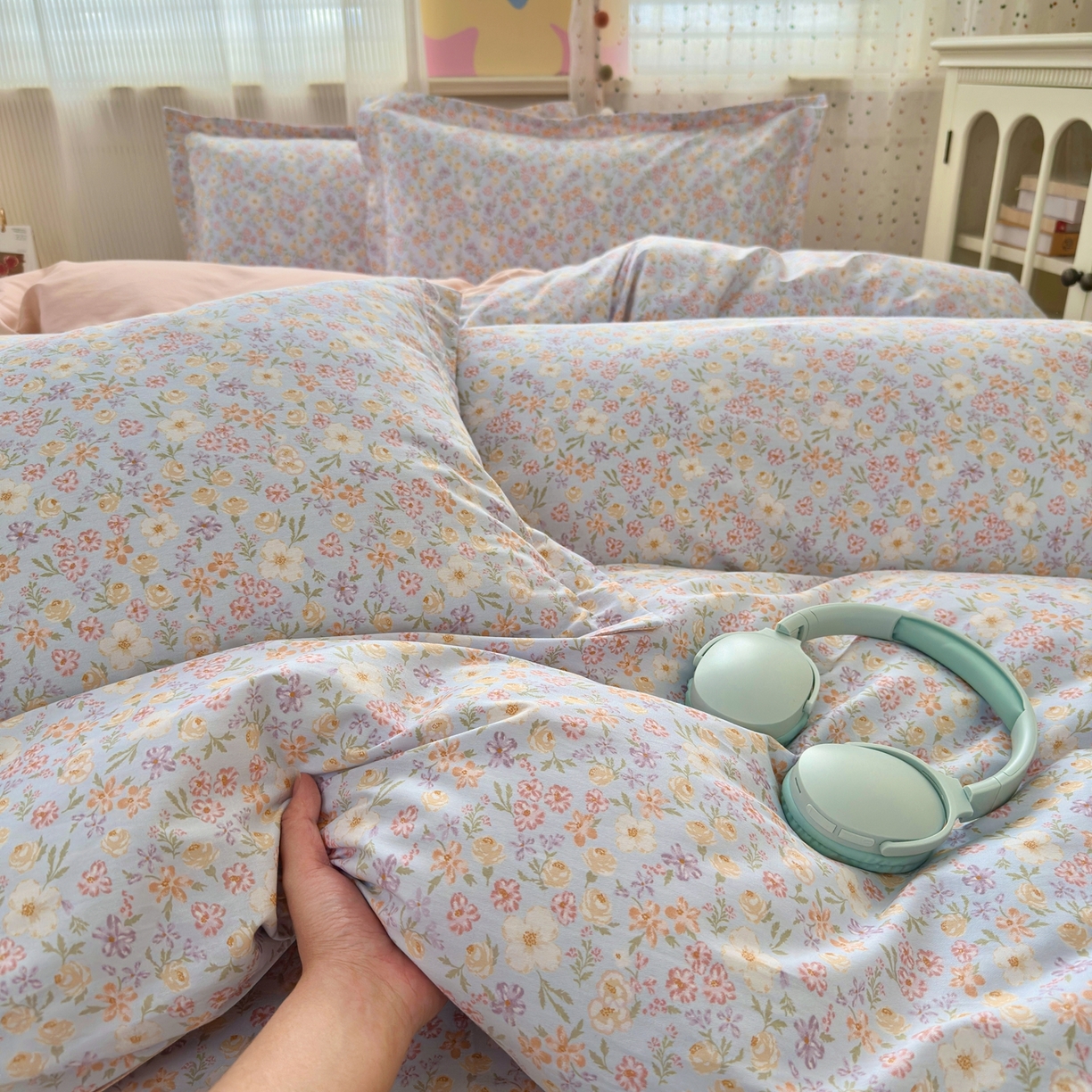 91家纺网 家纺一手货源 找家纺 典雅家纺 2026新款12868全棉纯棉印花四件套 樱芝