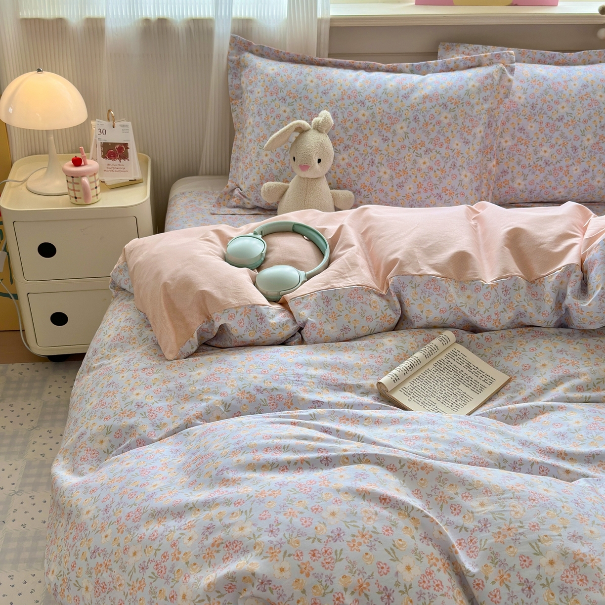 91家纺网 家纺一手货源 找家纺 典雅家纺 2026新款12868全棉纯棉印花四件套 樱芝