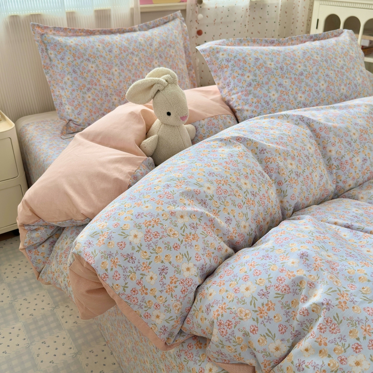 91家纺网 家纺一手货源 找家纺 典雅家纺 2026新款12868全棉纯棉印花四件套 樱芝