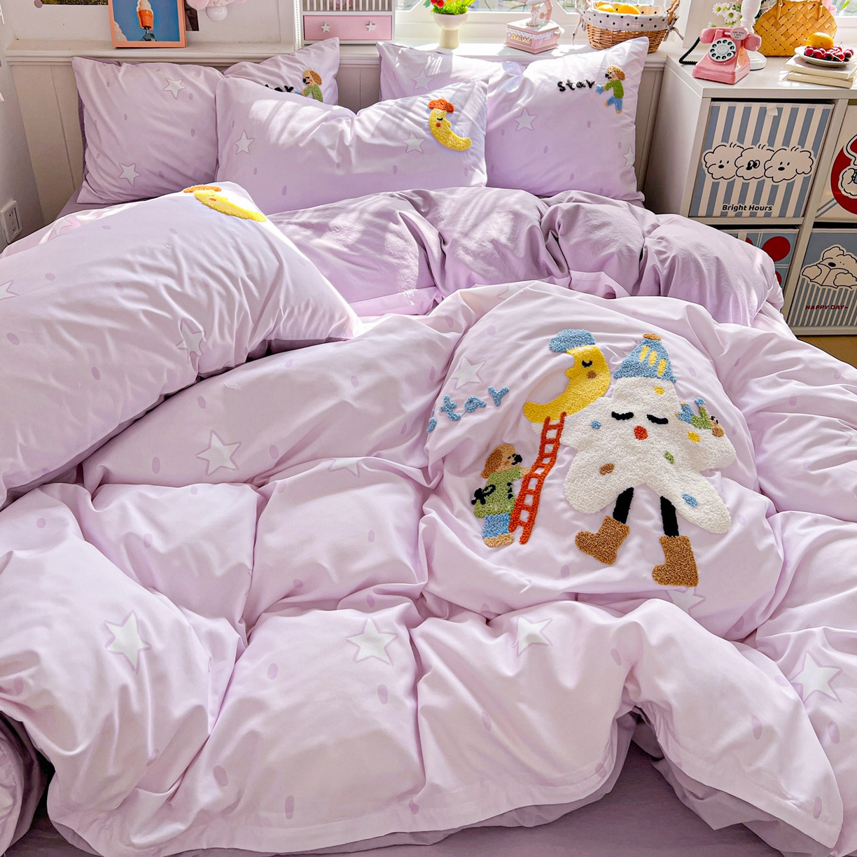 91家纺网 家纺一手货源 找家纺 （总）田子坊（原亨通） 2026春夏新款柔肤立体毛巾绣水洗棉四件套-系列一