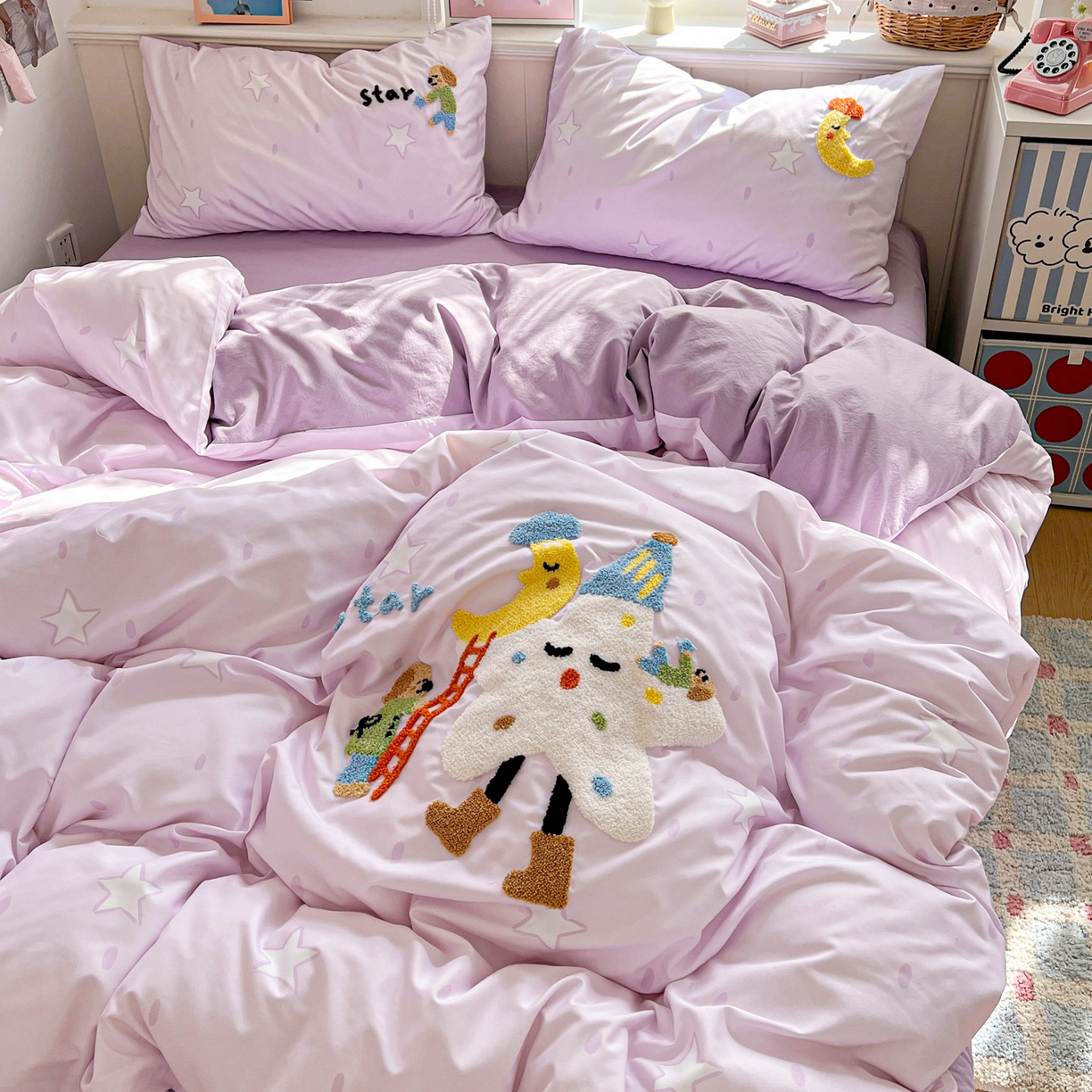 91家纺网 家纺一手货源 找家纺 （总）田子坊（原亨通） 2026春夏新款柔肤立体毛巾绣水洗棉四件套-系列一