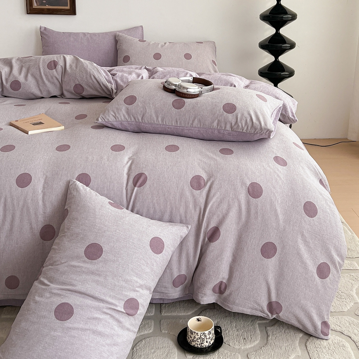 91家纺网 家纺一手货源 找家纺 弗苓家纺 2026春季新款高克重加厚色织提花四件套 波尔紫