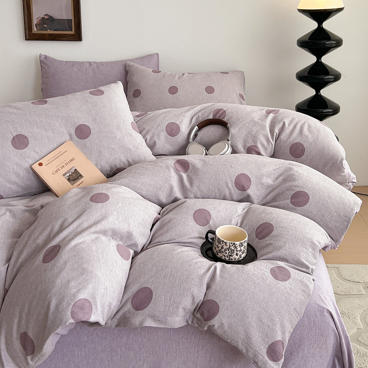 91家纺网 家纺一手货源 找家纺 弗苓家纺 2026春季新款高克重加厚色织提花四件套 波尔紫