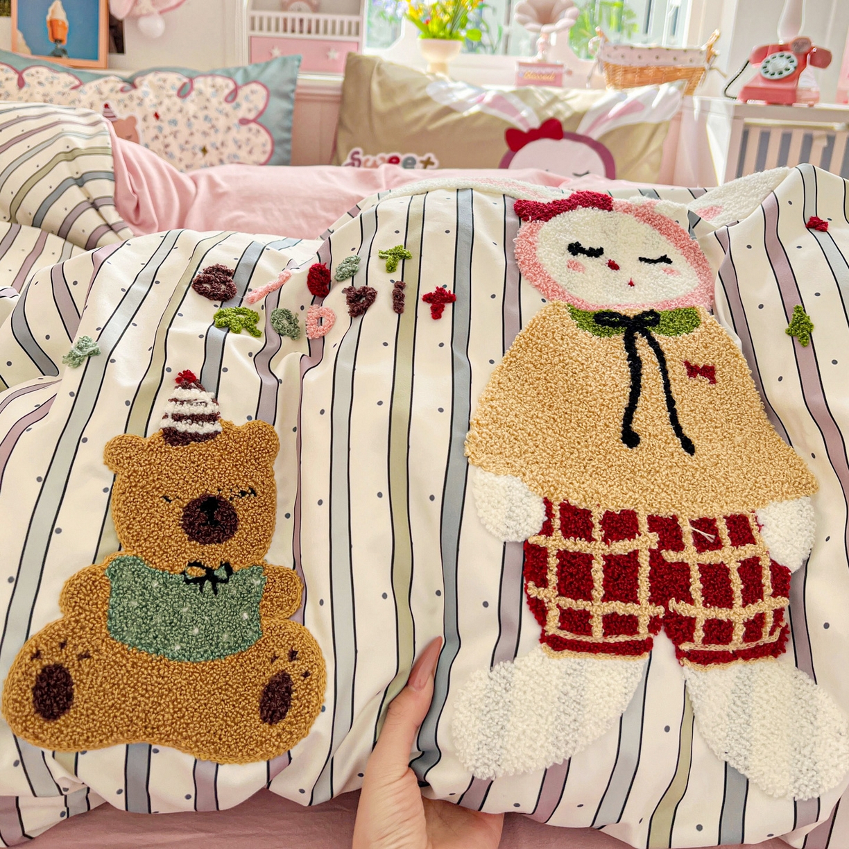 91家纺网 家纺一手货源 找家纺 （总）田子坊（原亨通） 2026春夏新款柔肤立体毛巾绣水洗棉四件套-系列二