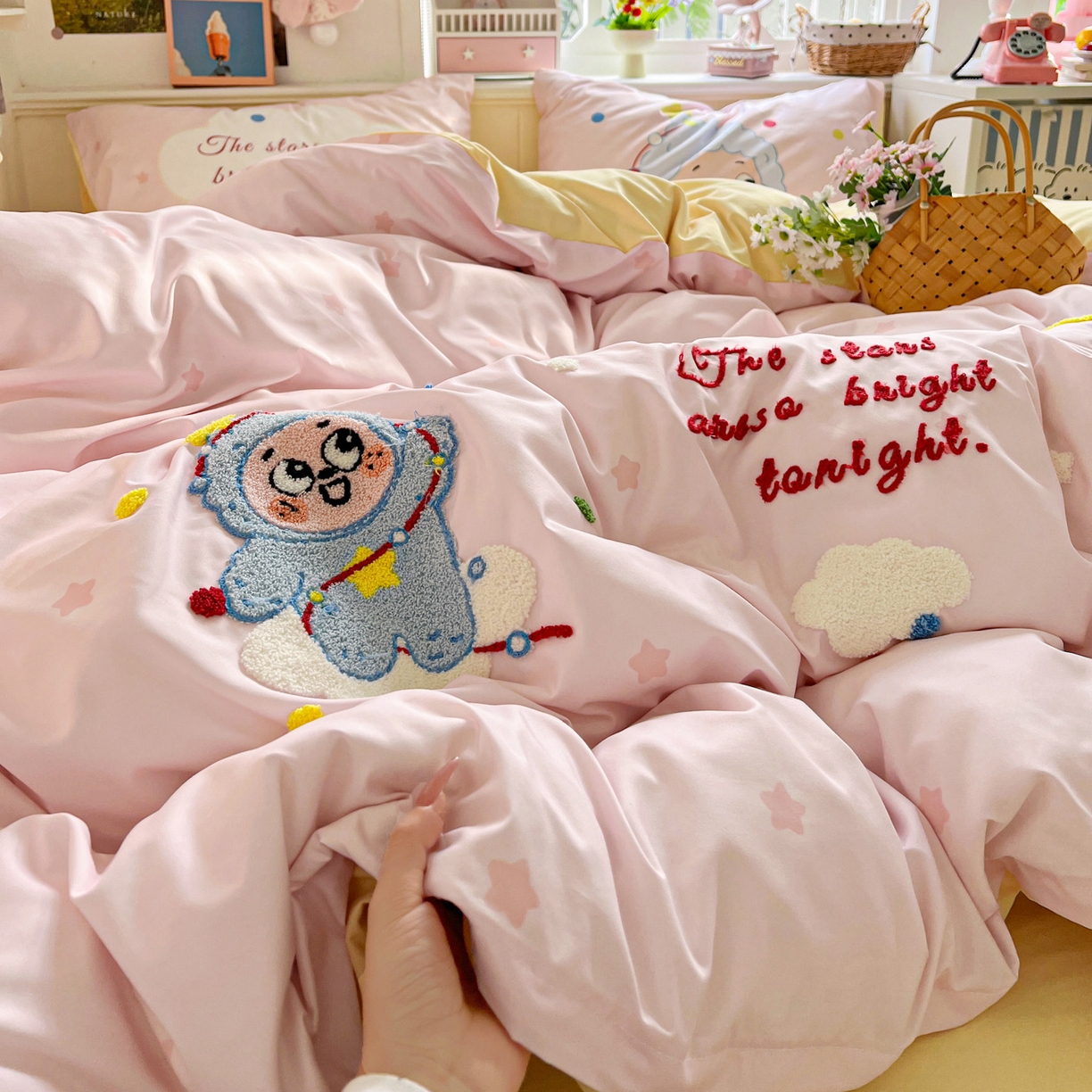 91家纺网 家纺一手货源 找家纺 （总）田子坊（原亨通） 2026春夏新款柔肤立体毛巾绣水洗棉四件套-系列二