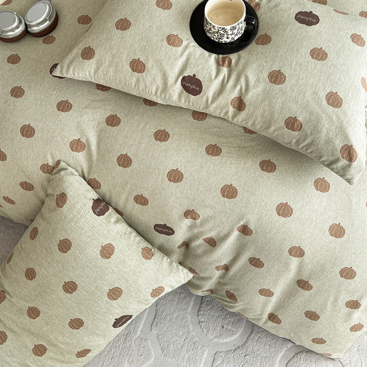 91家纺网 家纺一手货源 找家纺 弗苓家纺 2026春季新款高克重加厚色织提花四件套 复古南瓜