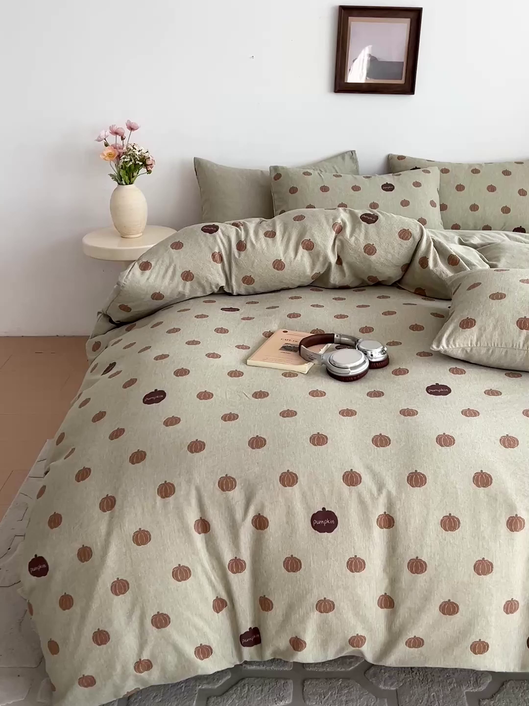 91家纺网 家纺一手货源 找家纺 弗苓家纺 2026春季新款高克重加厚色织提花四件套 复古南瓜