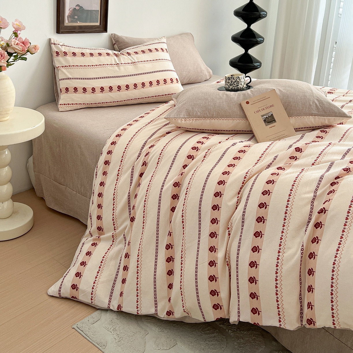 91家纺网 家纺一手货源 找家纺 弗苓家纺 2026春季新款高克重加厚色织提花四件套 玛奇朵