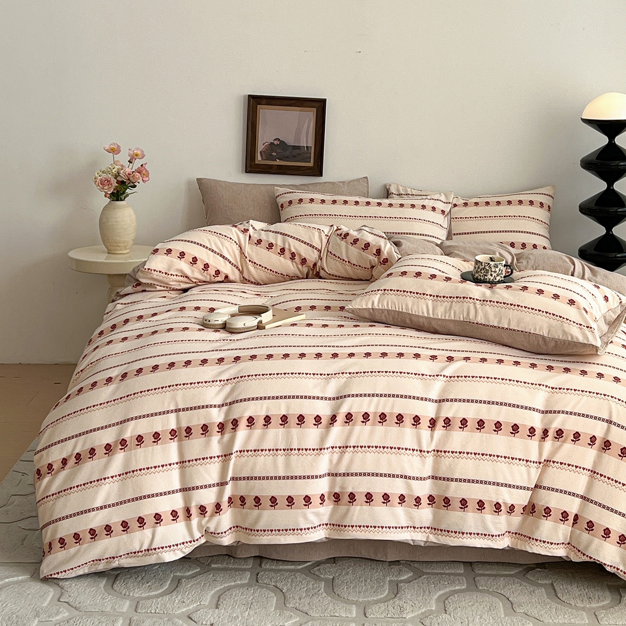 91家纺网 家纺一手货源 找家纺 弗苓家纺 2026春季新款高克重加厚色织提花四件套 玛奇朵