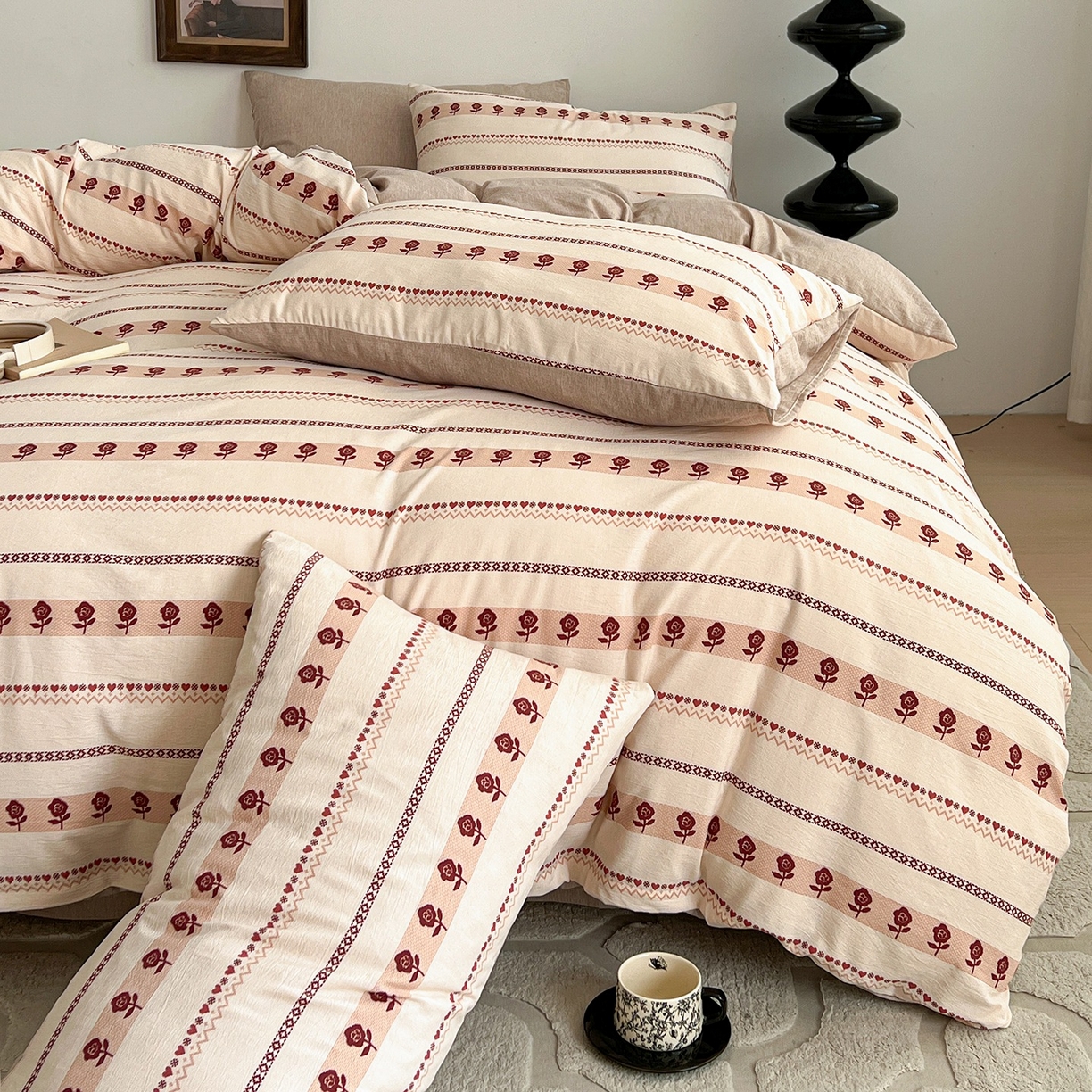 91家纺网 家纺一手货源 找家纺 弗苓家纺 2026春季新款高克重加厚色织提花四件套 玛奇朵