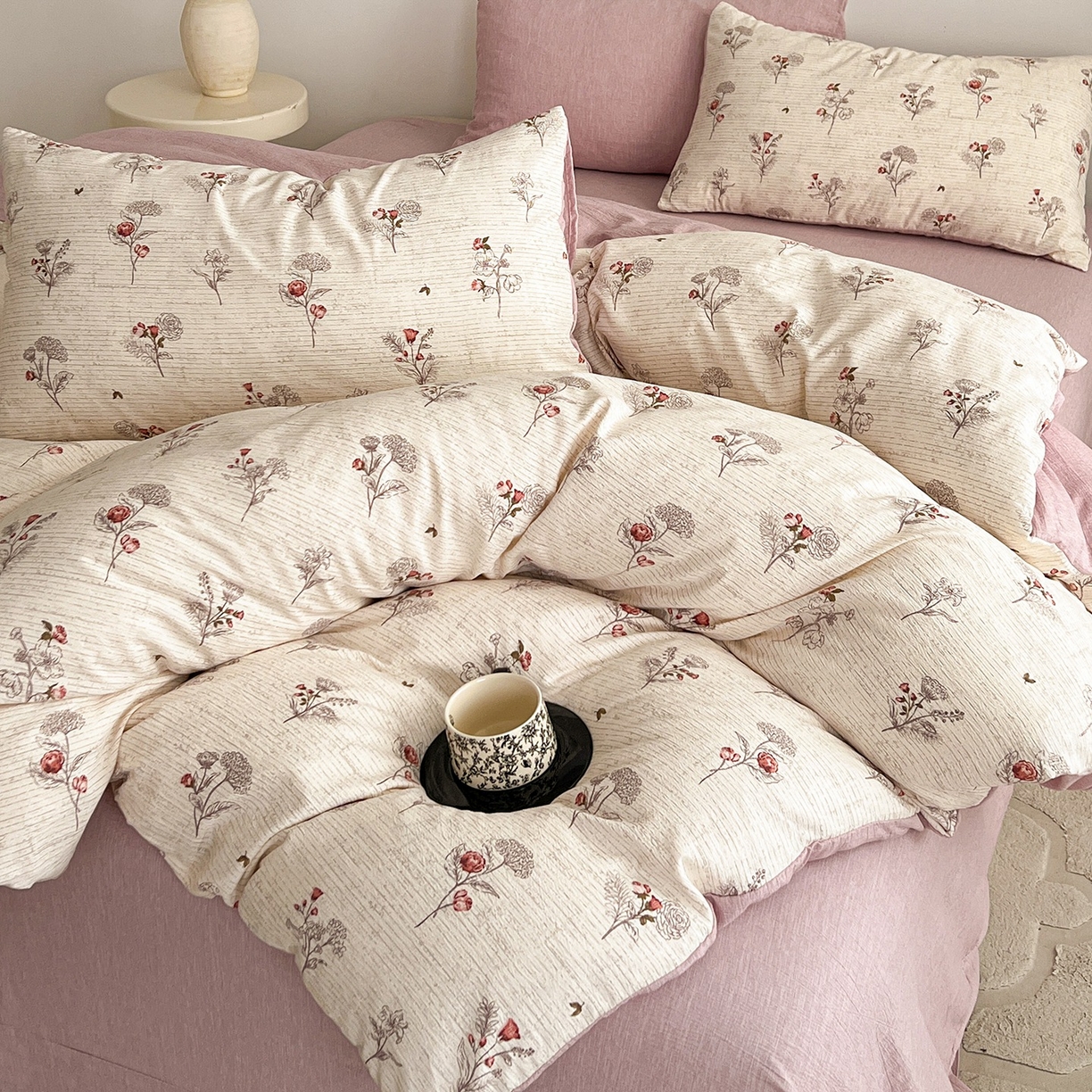 91家纺网 家纺一手货源 找家纺 弗苓家纺 2026春季新款高克重加厚色织提花四件套 美式玫瑰