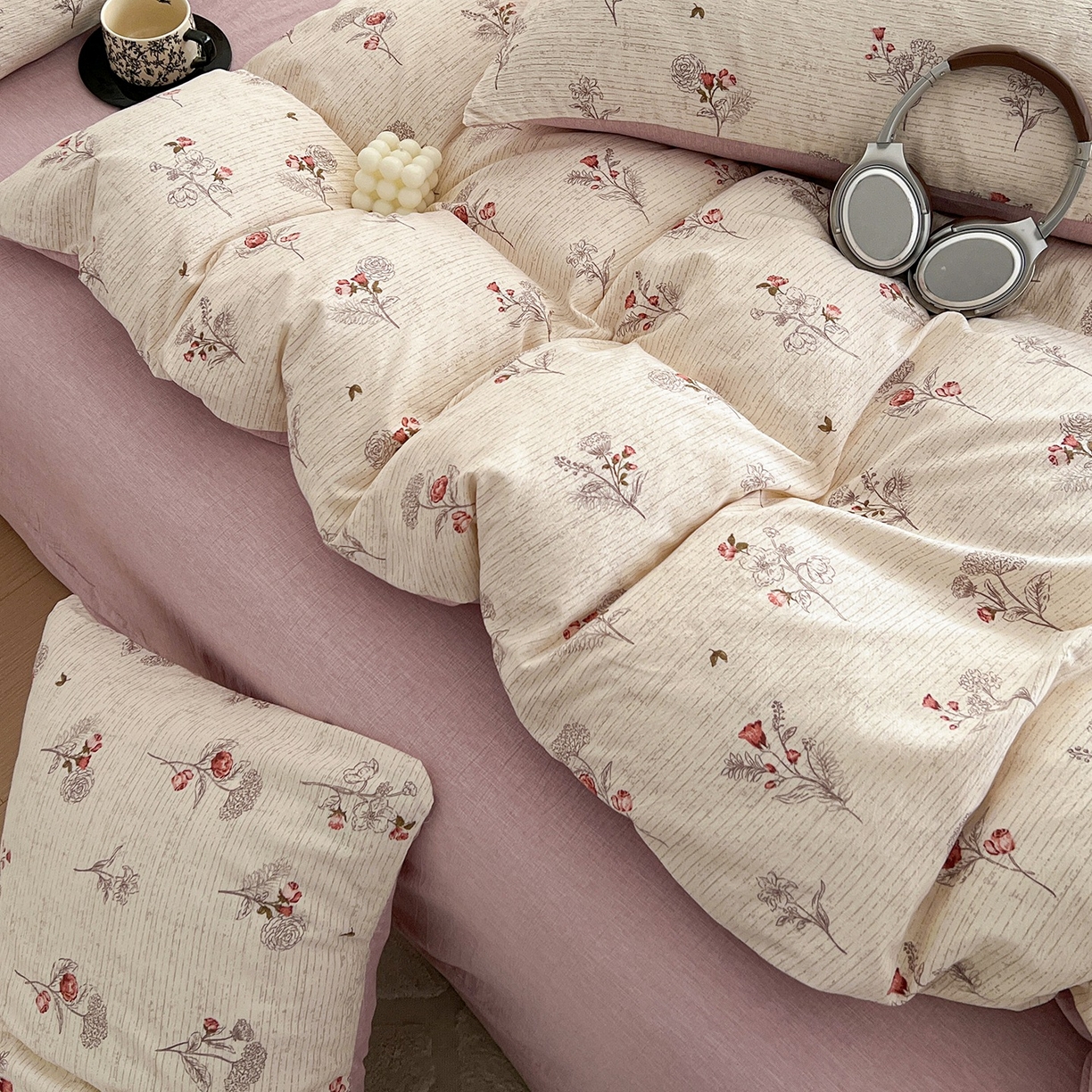 91家纺网 家纺一手货源 找家纺 弗苓家纺 2026春季新款高克重加厚色织提花四件套 美式玫瑰