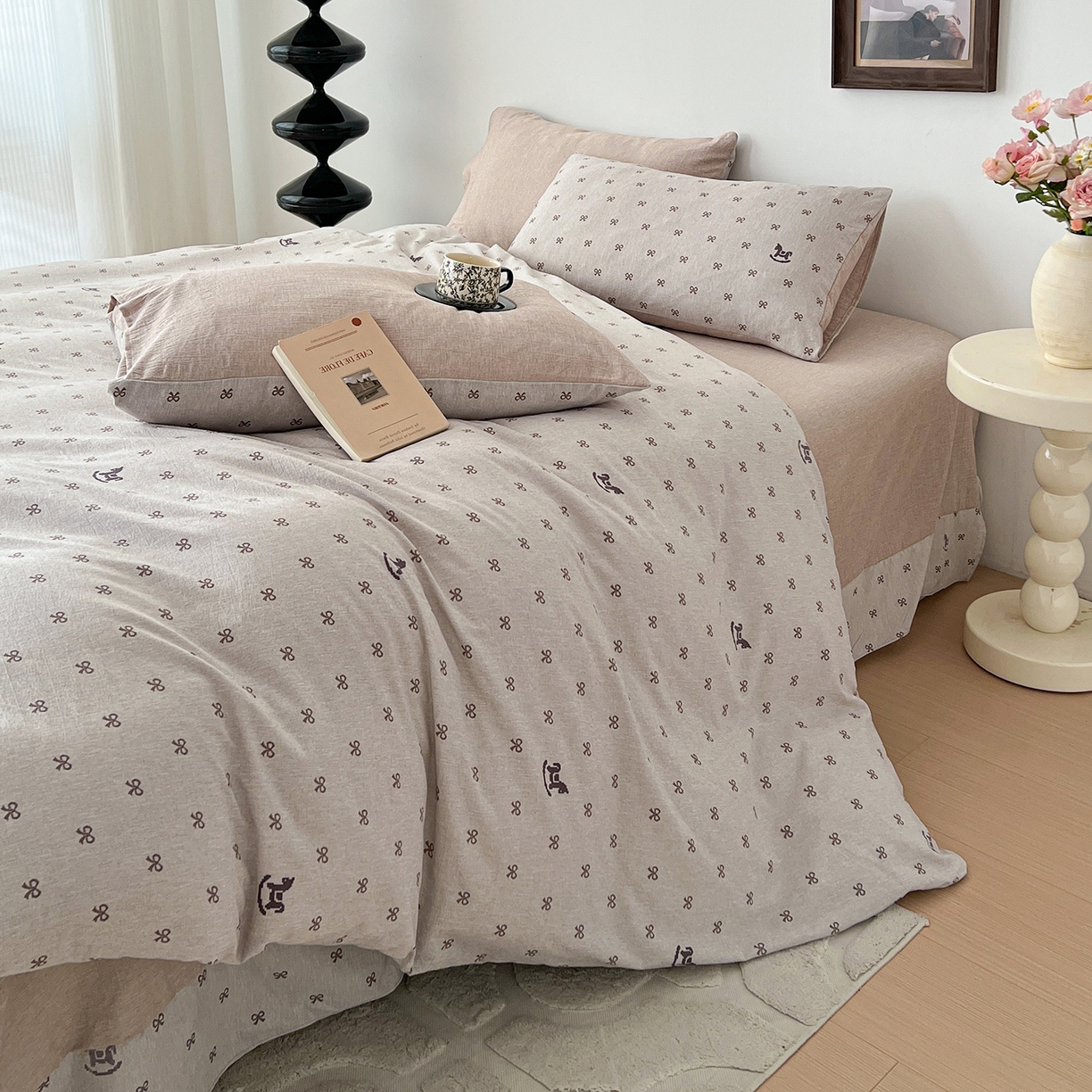 91家纺网 家纺一手货源 找家纺 弗苓家纺 2026春季新款高克重加厚色织提花四件套 幸运小马