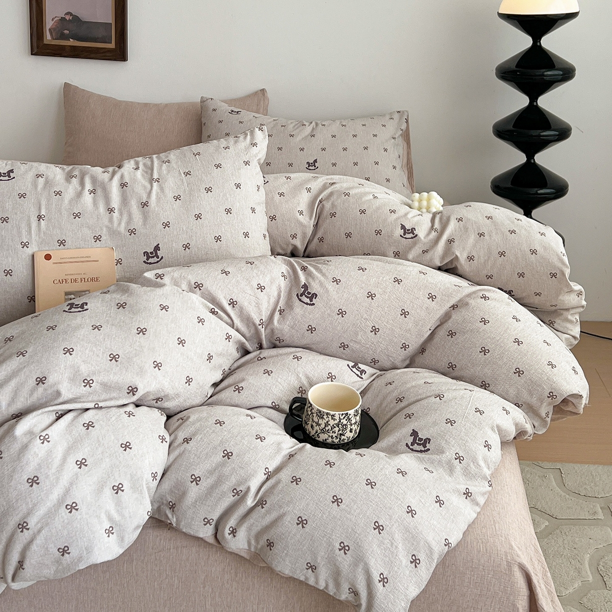 91家纺网 家纺一手货源 找家纺 弗苓家纺 2026春季新款高克重加厚色织提花四件套 幸运小马