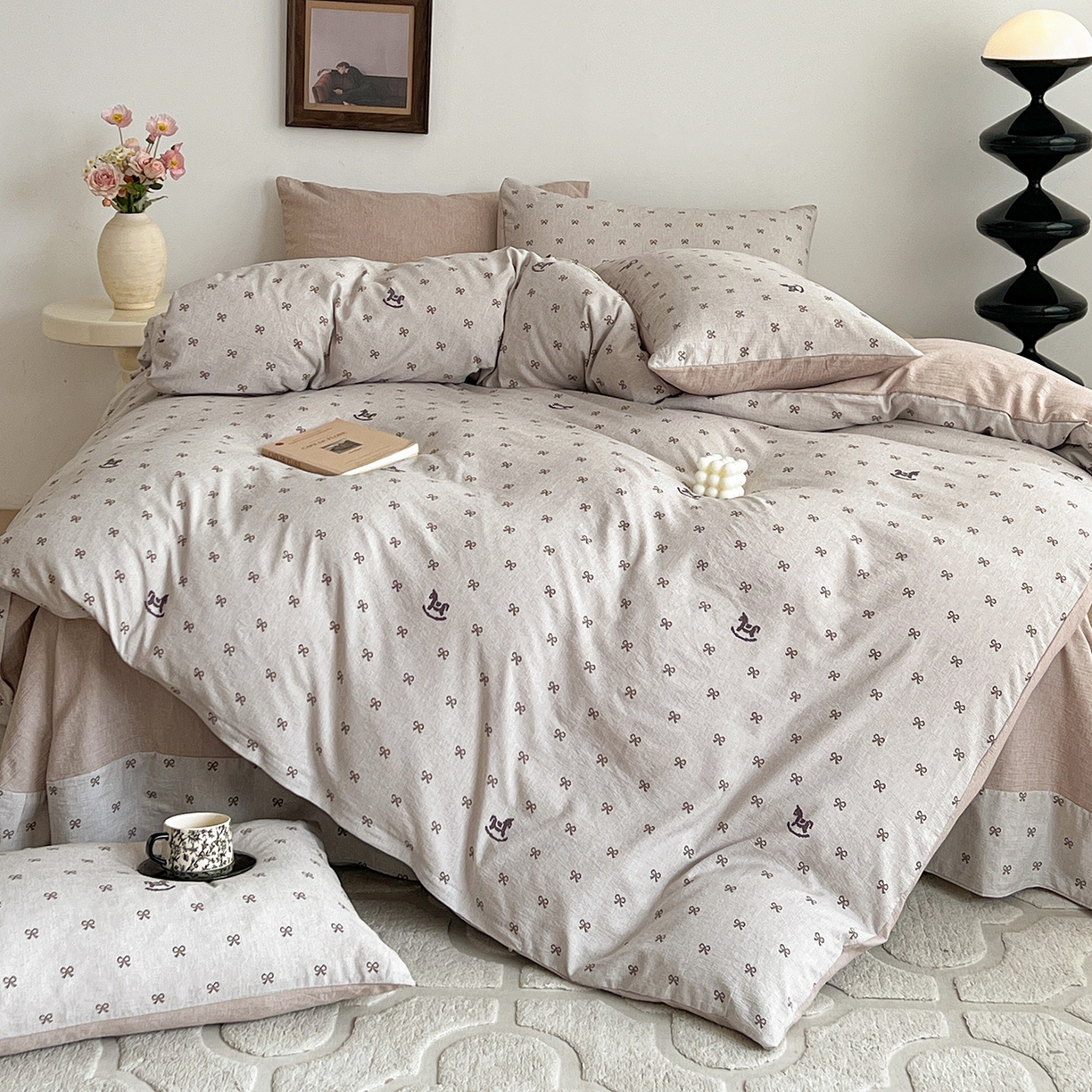 91家纺网 家纺一手货源 找家纺 弗苓家纺 2026春季新款高克重加厚色织提花四件套 幸运小马