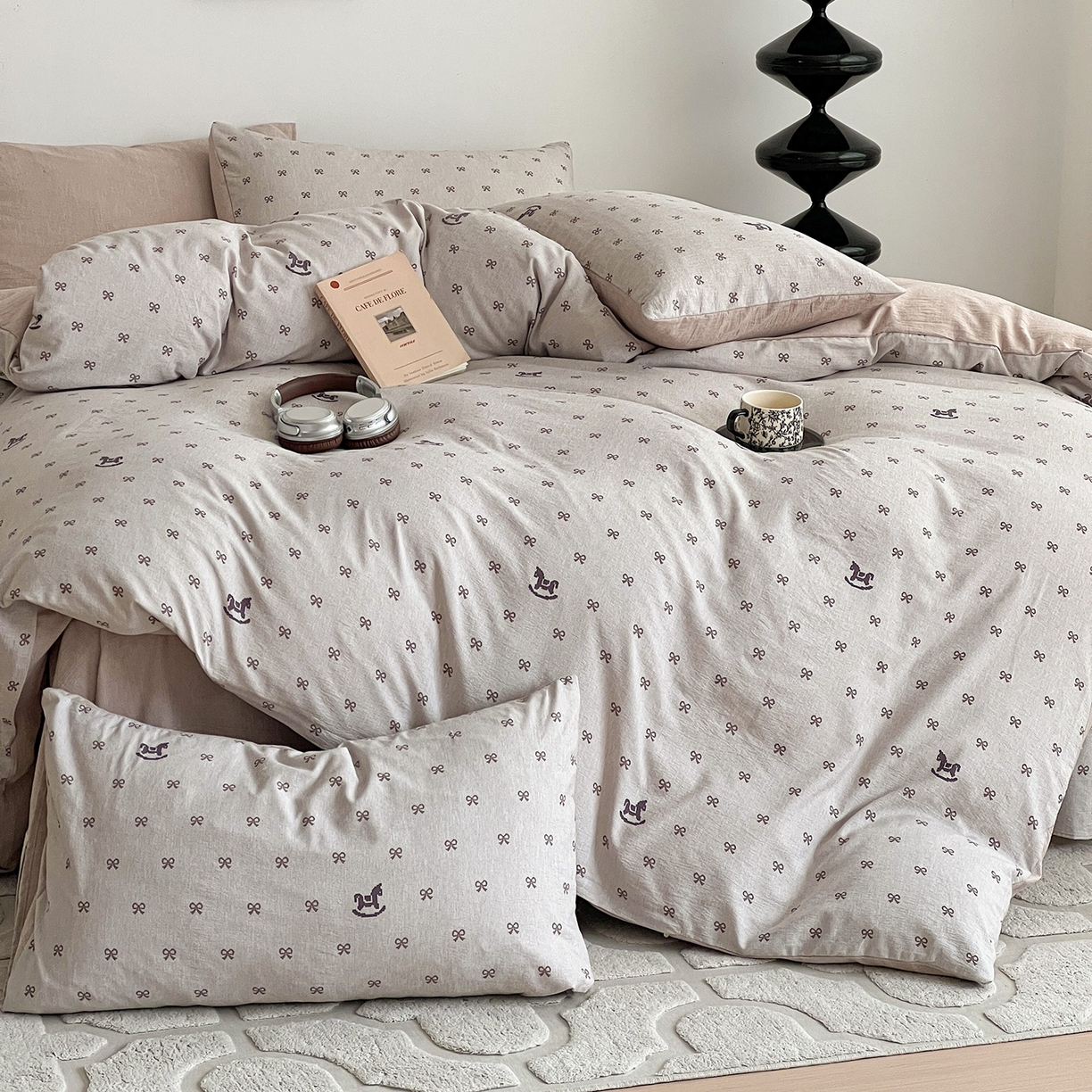 91家纺网 家纺一手货源 找家纺 弗苓家纺 2026春季新款高克重加厚色织提花四件套 幸运小马