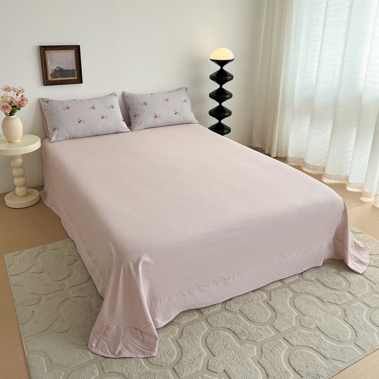 91家纺网 家纺一手货源 找家纺 弗苓家纺 2026春季新款高克重加厚色织提花四件套 雪纳瑞