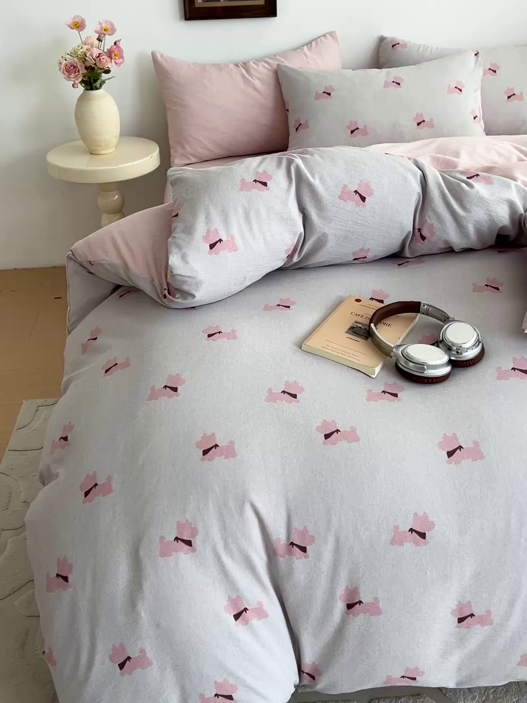 91家纺网 家纺一手货源 找家纺 弗苓家纺 2026春季新款高克重加厚色织提花四件套 雪纳瑞