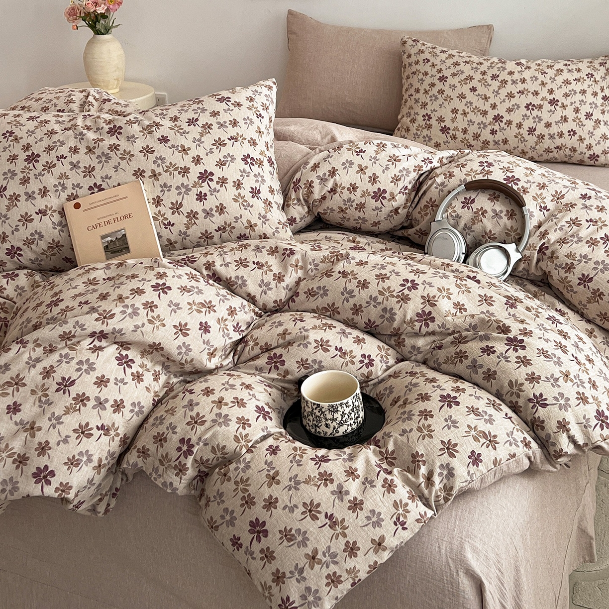 91家纺网 家纺一手货源 找家纺 弗苓家纺 2026春季新款高克重加厚色织提花四件套 云絮