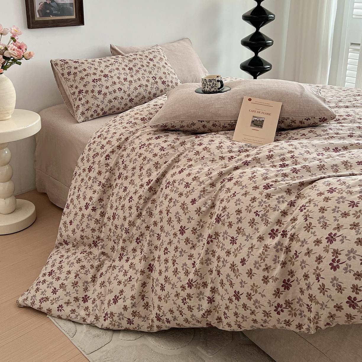 91家纺网 家纺一手货源 找家纺 弗苓家纺 2026春季新款高克重加厚色织提花四件套 云絮