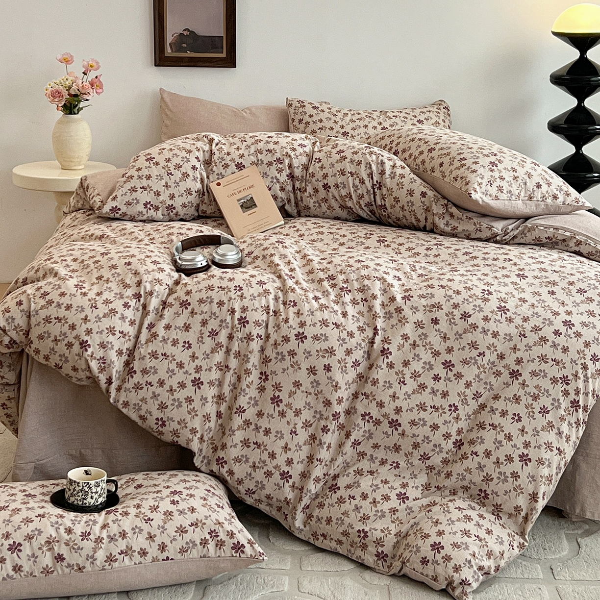 91家纺网 家纺一手货源 找家纺 弗苓家纺 2026春季新款高克重加厚色织提花四件套 云絮