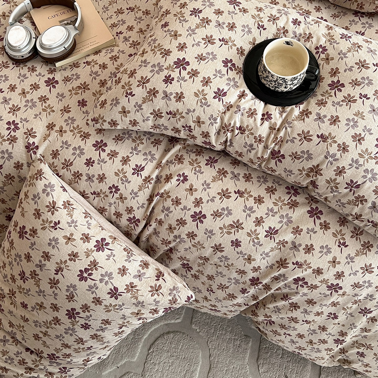 91家纺网 家纺一手货源 找家纺 弗苓家纺 2026春季新款高克重加厚色织提花四件套 云絮