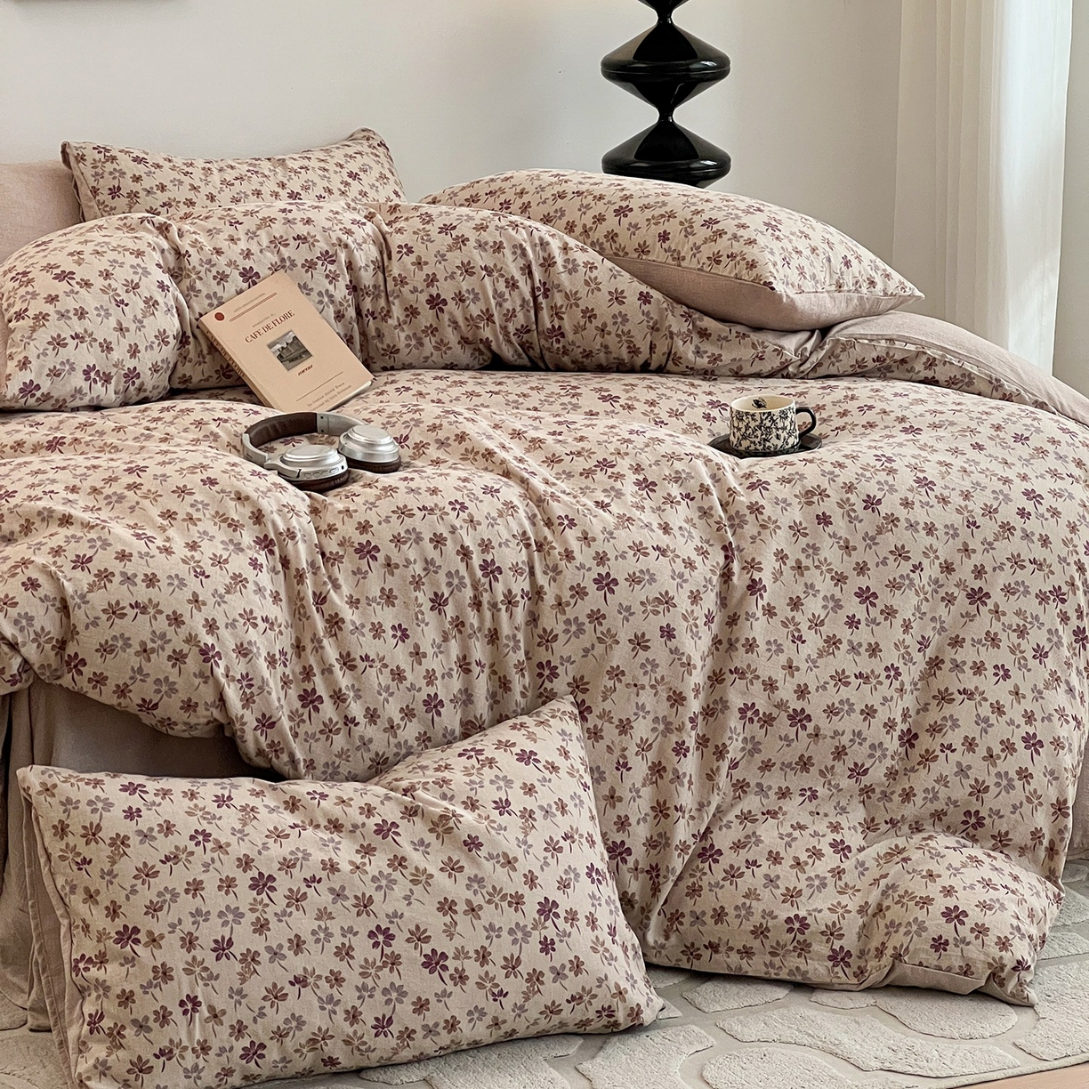 91家纺网 家纺一手货源 找家纺 弗苓家纺 2026春季新款高克重加厚色织提花四件套 云絮