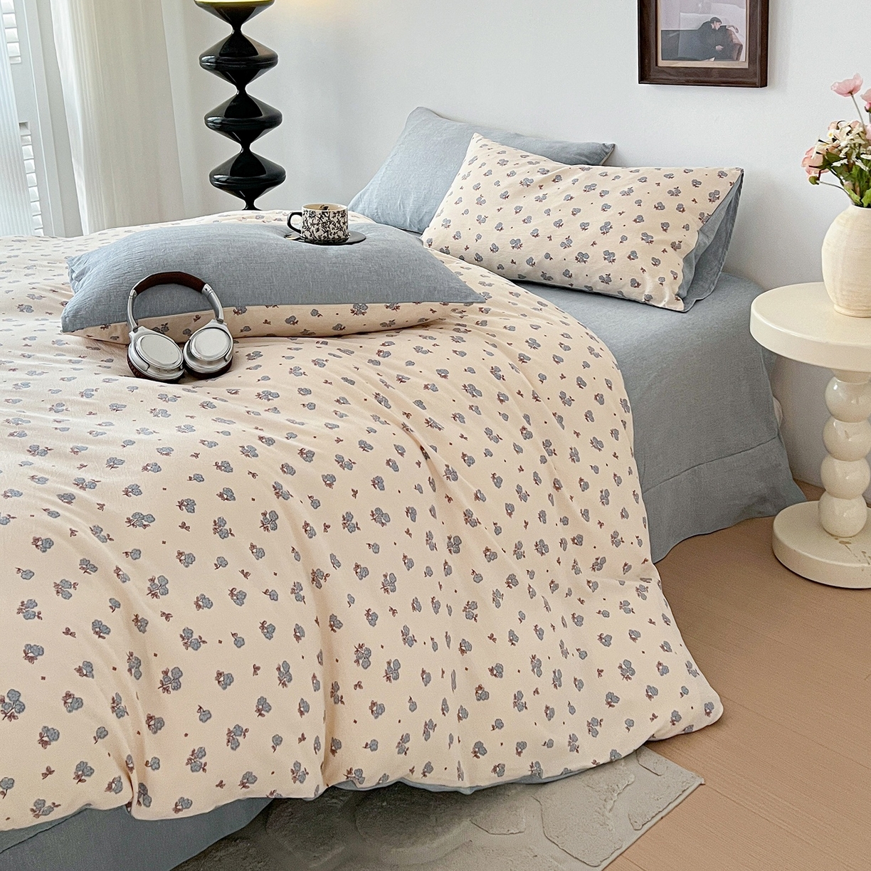 91家纺网 家纺一手货源 找家纺 弗苓家纺 2026春季新款高克重加厚色织提花四件套 芝樱