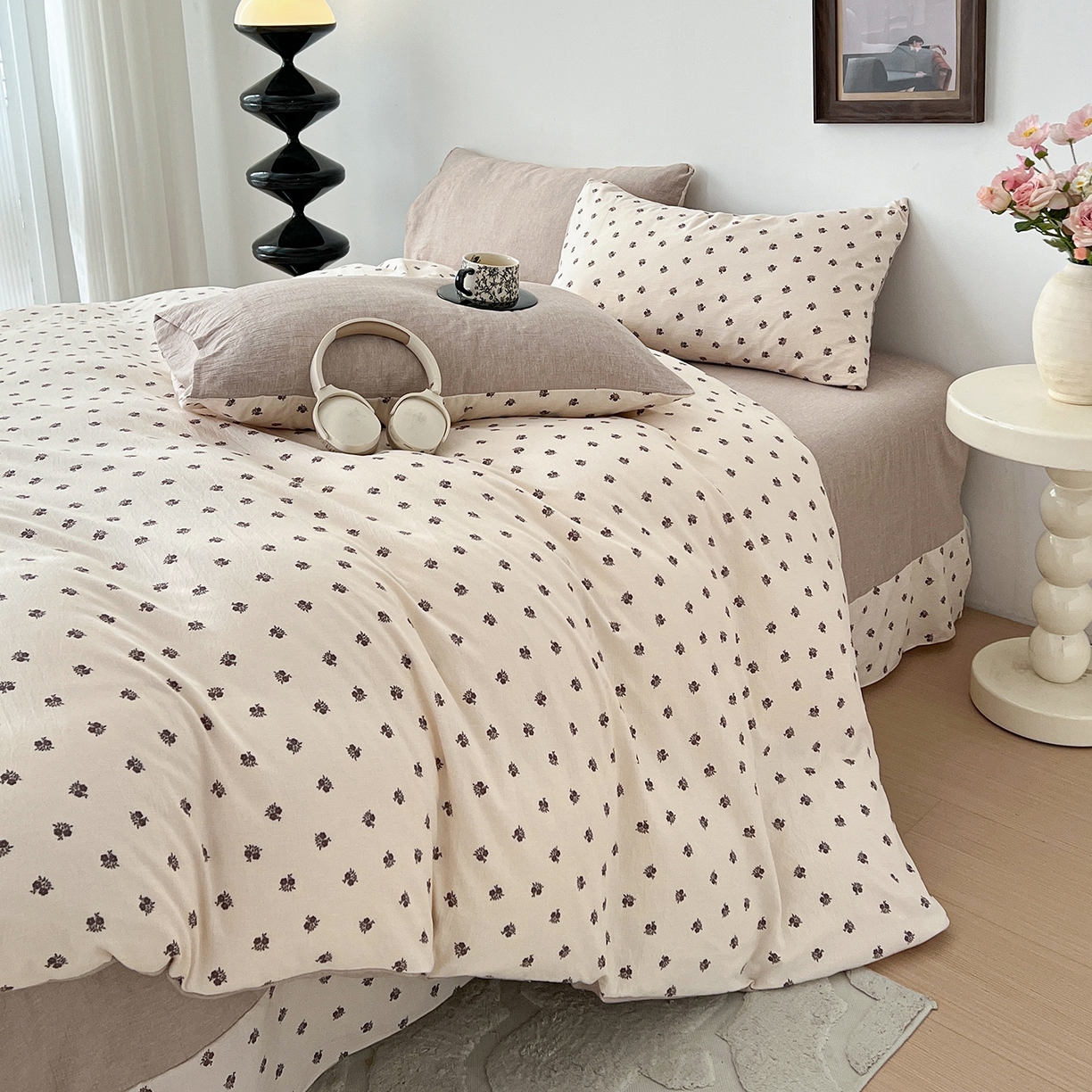 91家纺网 家纺一手货源 找家纺 弗苓家纺 2026春季新款高克重加厚色织提花四件套 知野