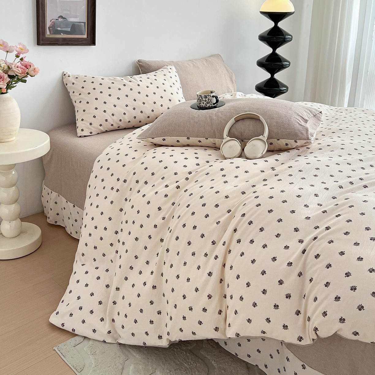 91家纺网 家纺一手货源 找家纺 弗苓家纺 2026春季新款高克重加厚色织提花四件套 知野